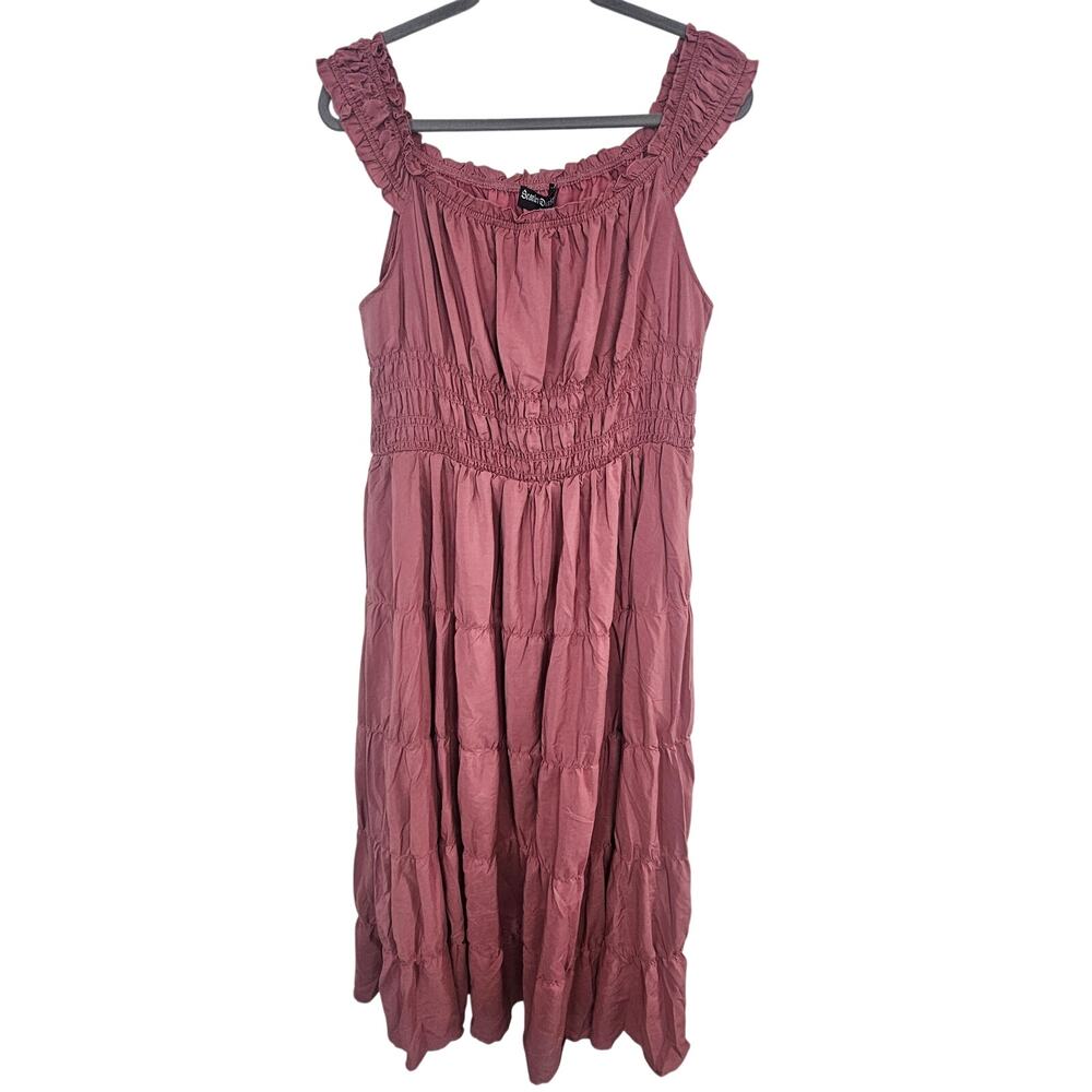 Scarlett Darkness Womens Victorian Tiered Midi Dress Size XL Ren Fair Pleated - Picture 3 of 10